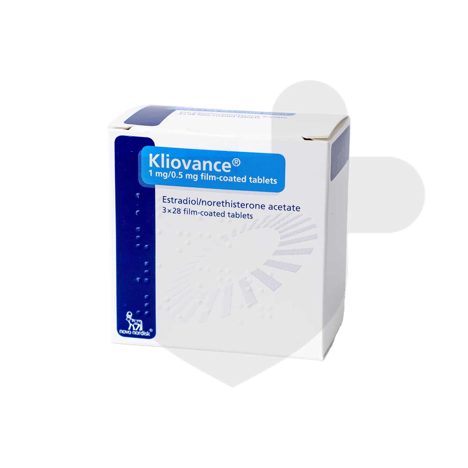 Kliovance packaging which is available to order online from NowPatient with free next day delivery