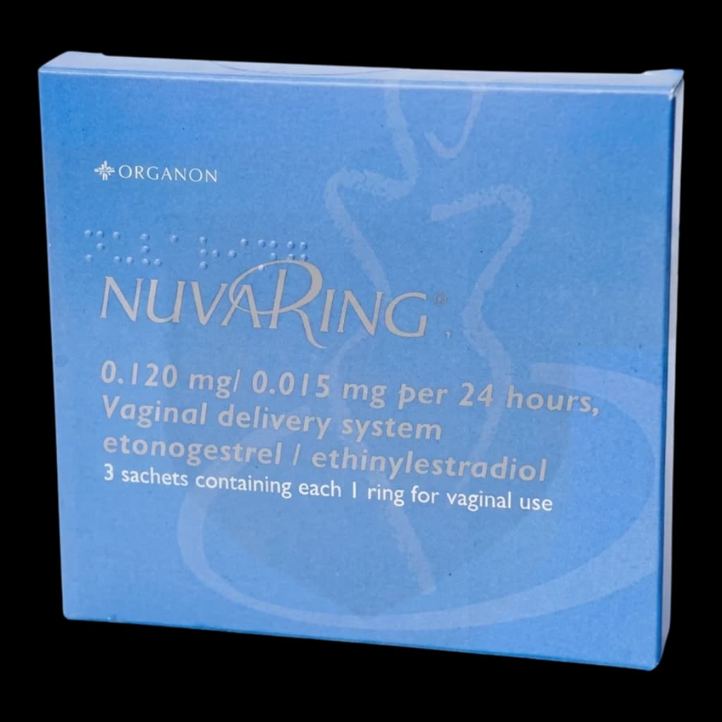 A box of Nuvaring in a blue box.