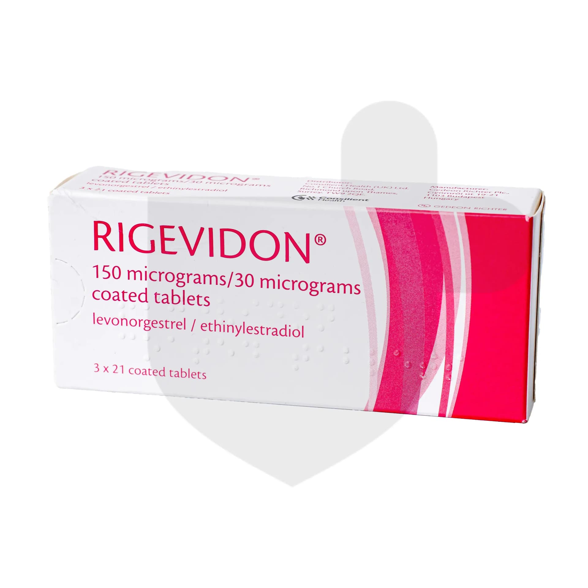 Rigevidon packaging which is available to order online from NowPatient with free next day delivery
