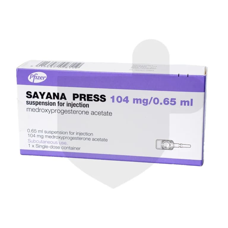 Sayana Press packaging which is available to order online from NowPatient with free next day delivery