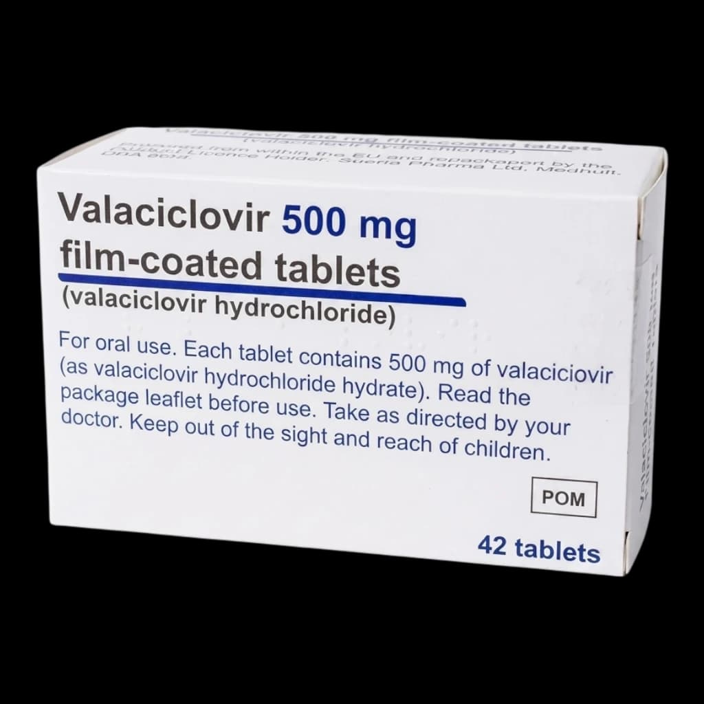 Valaciclovir 500mg film coated tablets.