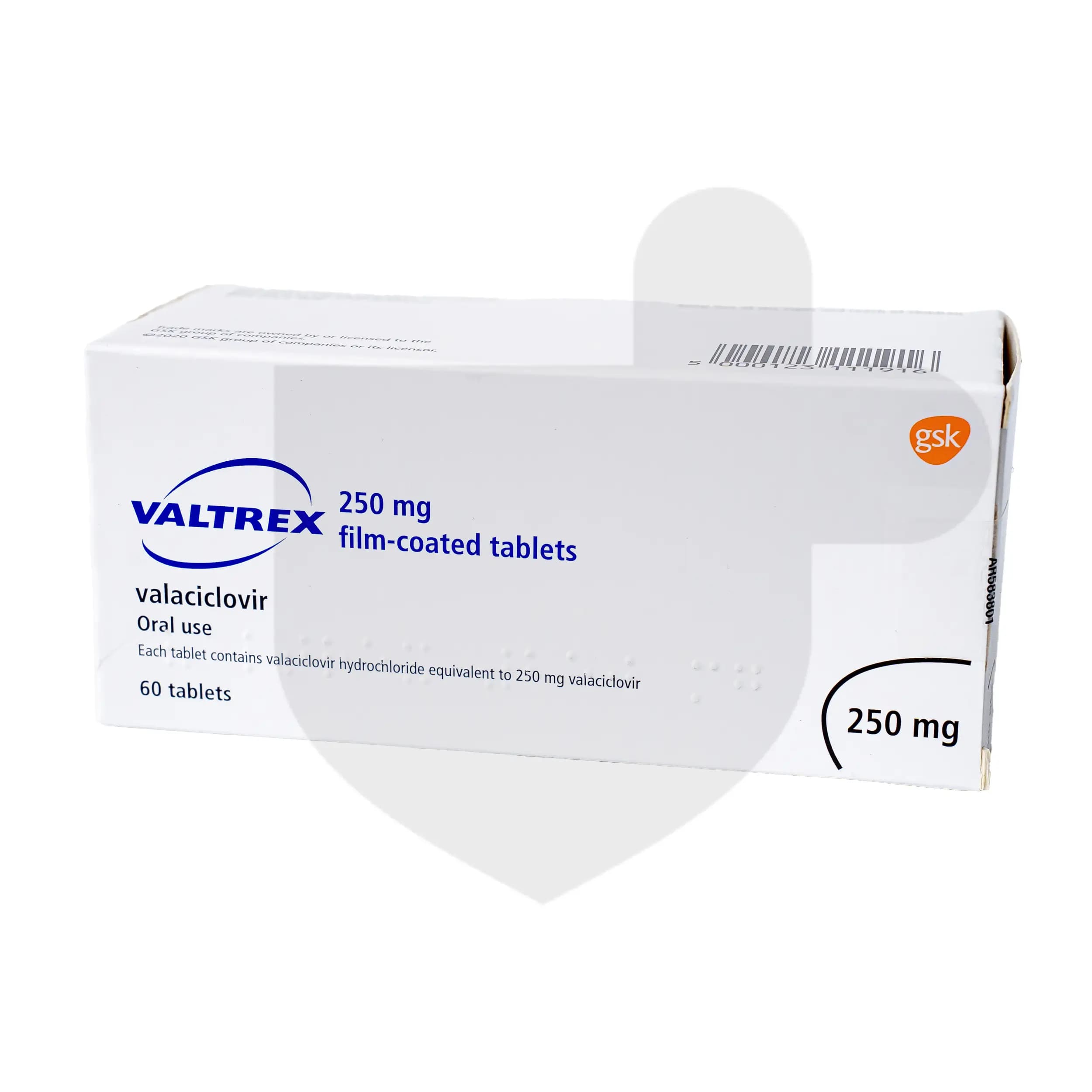 Valtrex packaging which is available to order online from NowPatient with free next day delivery