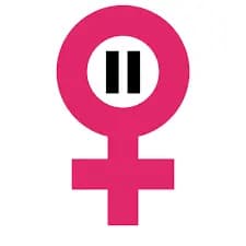 A pink female symbol on a white background, representing the early stages of menopause.