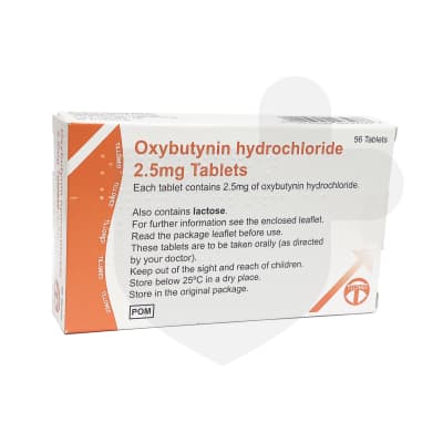 Oxybutinin packaging which is available to order online from NowPatient with free next day delivery