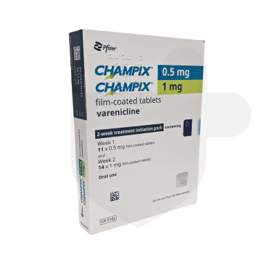 Champix packaging which is available to order online from NowPatient with free next day delivery