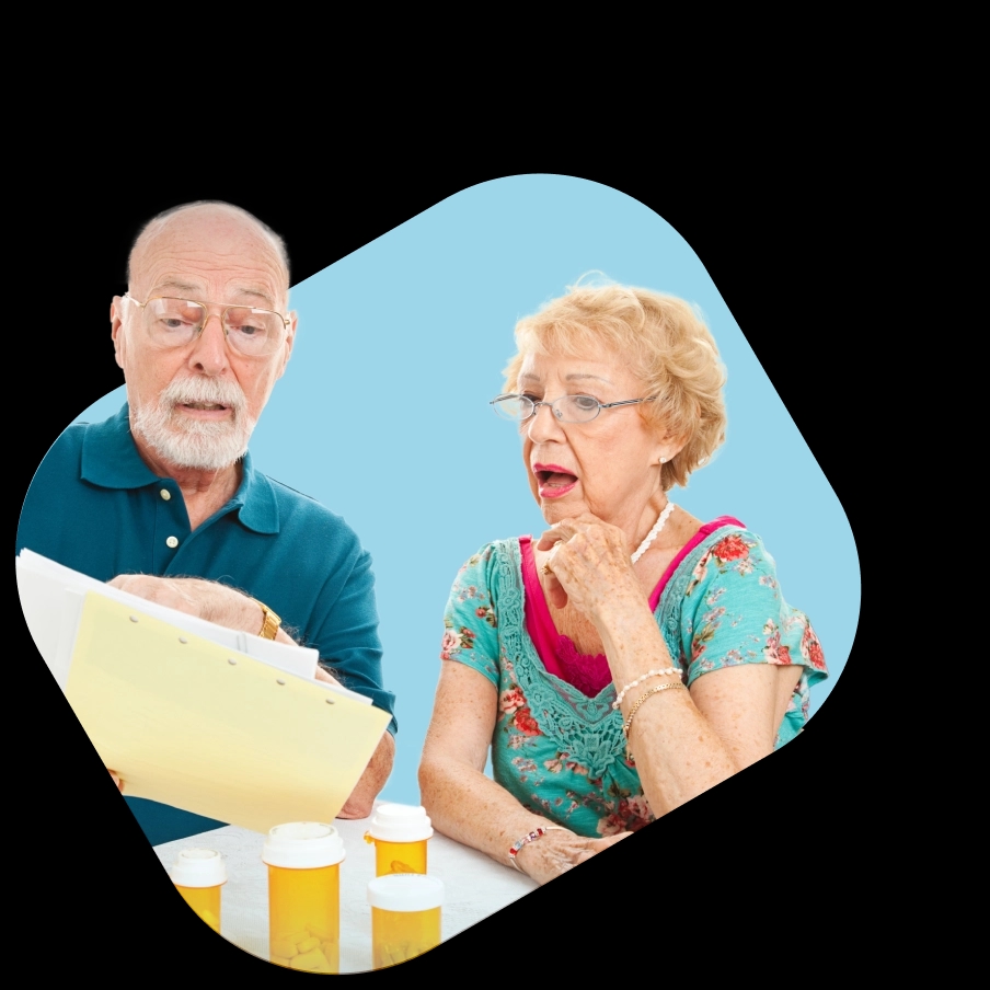 A couple checking their drug savings