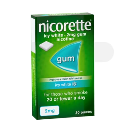 Nicorette Icy White 2mg medicated chewing gum — NHS Quit Smoking treatment
