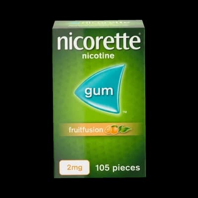 An image of Nicorette Fruitfusion 2mg medicated chewing gum