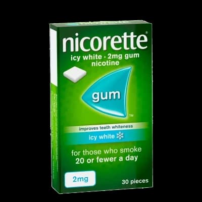 An image of Nicorette Icy White 2mg medicated chewing gum