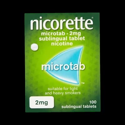 An image of Nicorette Microtab 2mg sublingual tablets