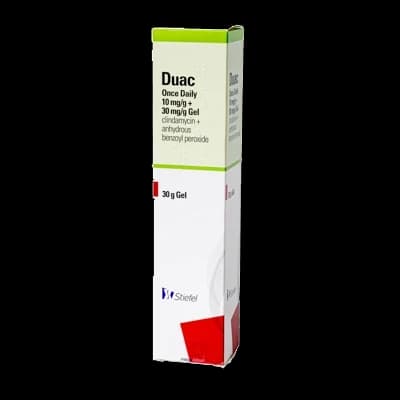 A box of Duac on a white background.