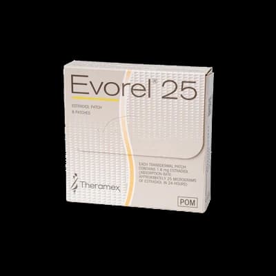 Evorel packaging which is available to order online from NowPatient with free next day delivery