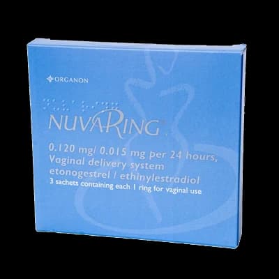 A box of Nuvaring in a blue box.