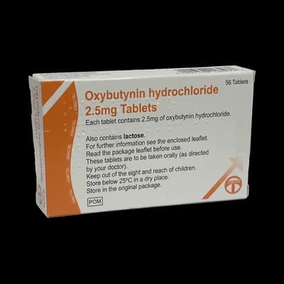 Oxybutinin packaging which is available to order online from NowPatient with free next day delivery
