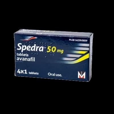 A box of Spedra 50mg tablets.