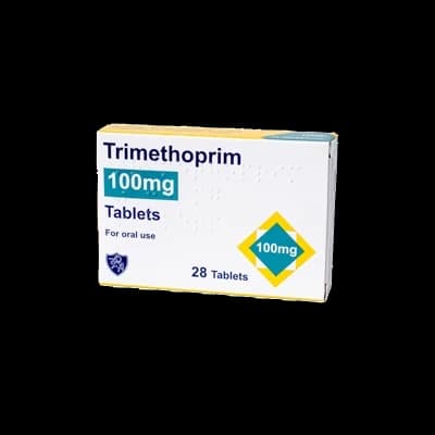 A box of Trimethoprim tablets on a white background.