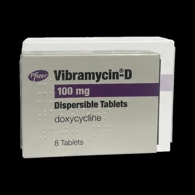 Vibramycin packaging which is available to order online from NowPatient with free next day delivery