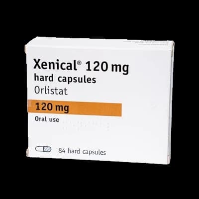 Xenical 120mg hard capsules, a medication that targets weight loss by inhibiting the absorption of dietary fats.