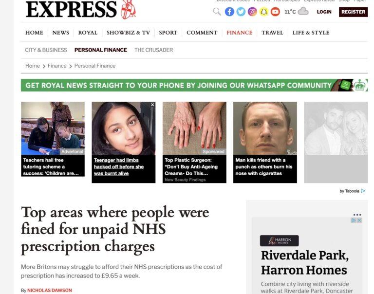 Express news - Nhs unpaid prescriptions