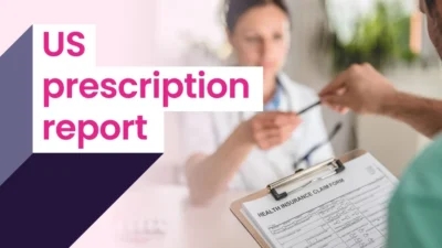 The US prescription report is shown on a clipboard.