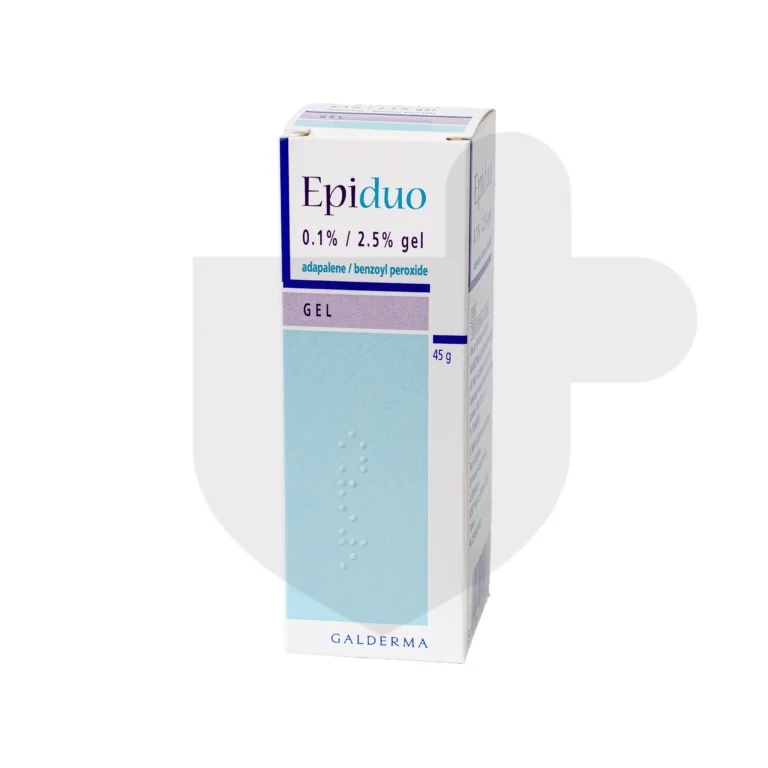 A white box with blue text displaying the word "Epiduo".