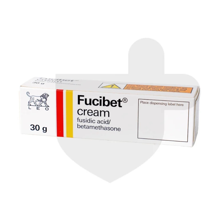 A box of Fucibet cream on a white background.