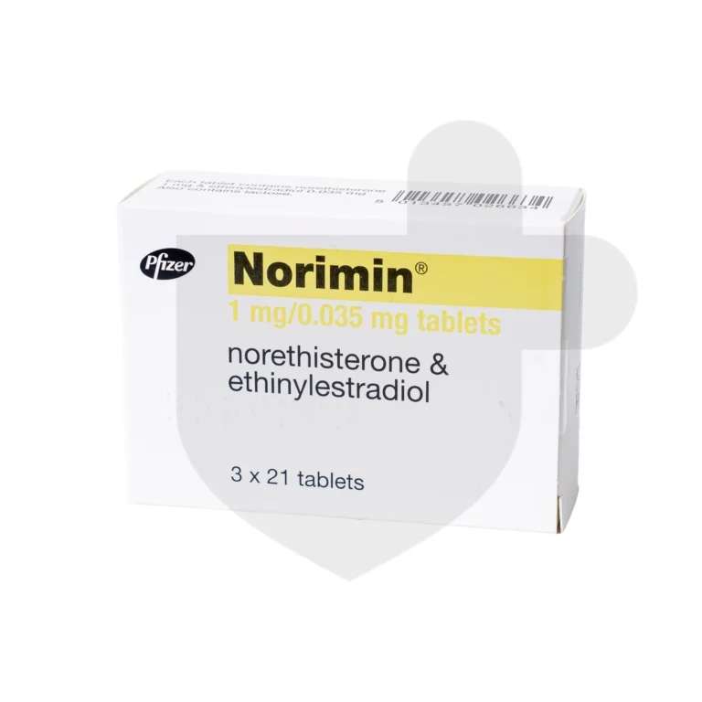 Norimin tablets on a white background.