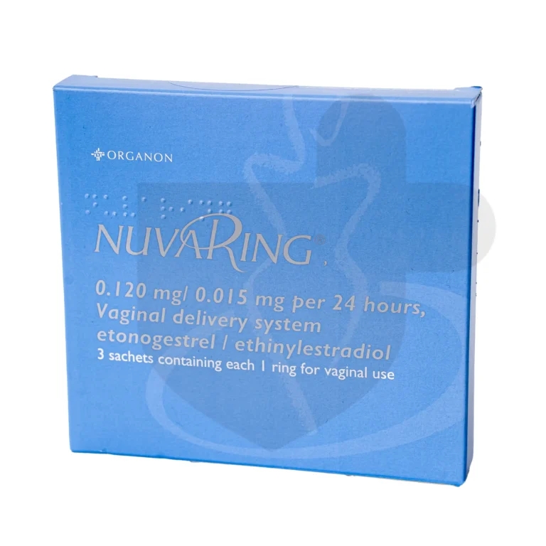 A box of Nuvaring in a blue box.