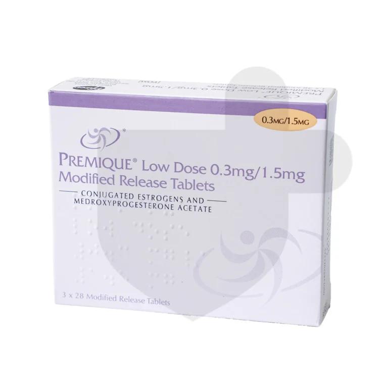 A box of Premique low-dose tablets.