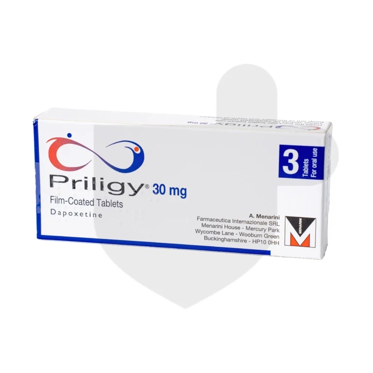 Priligy 30mg tablet on a white background.