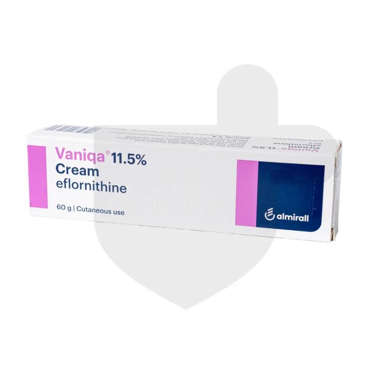 A white box with a cream containing Vaniqa 11%.