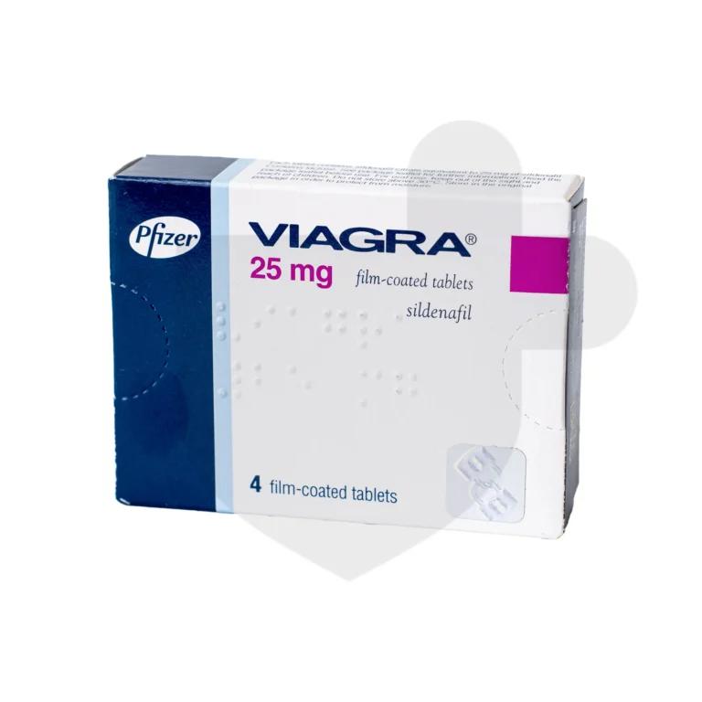 A box of Viagra tablets on a white background.