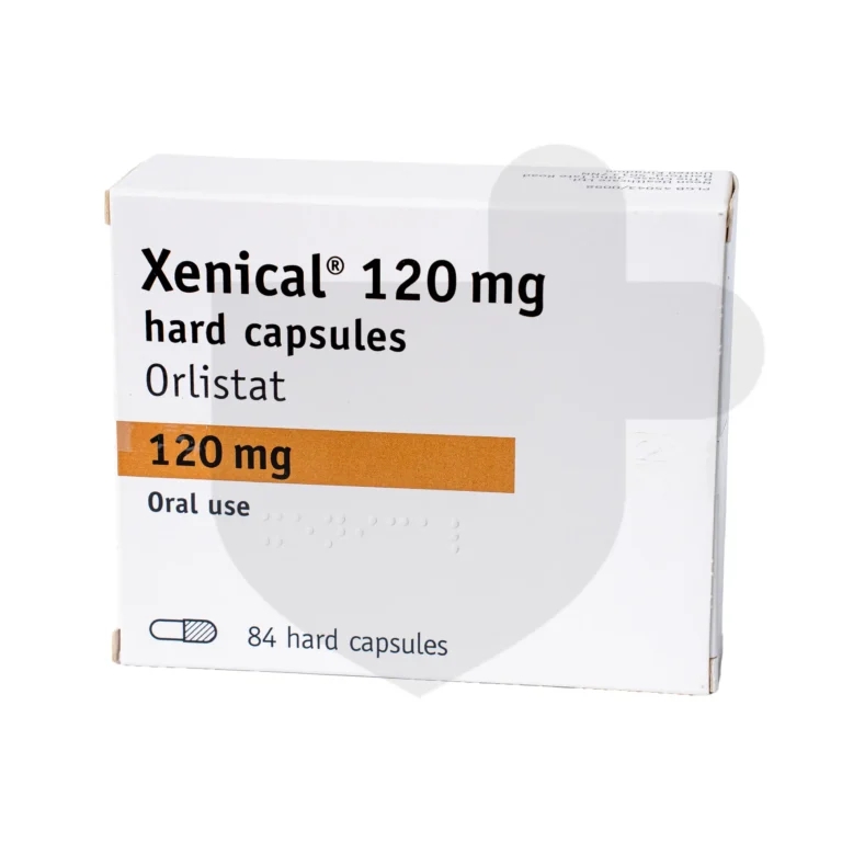 Xenical 120mg hard capsules, a medication that targets weight loss by inhibiting the absorption of dietary fats.