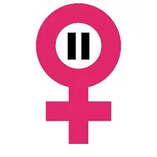 A pink female symbol on a white background, representing the early stages of menopause.