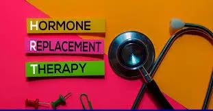 A stethoscope covered by insurance and a stethoscope with the words hormone replacement therapy (HRT).