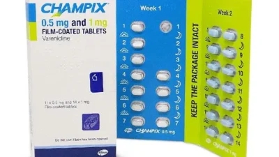 Champix tablets in a box for sale.