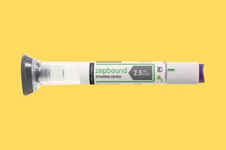 A tube of Zepbound cbd oil on a yellow background.