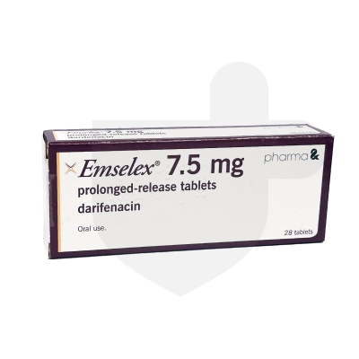 Box of Emselex 7.5 mg prolonged-release tablets, containing 28 tablets.