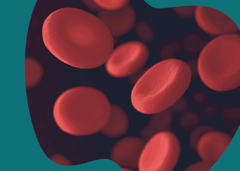 Close-up view of red blood cells on a dark background with a blue edge highlight, depicting the action of anticoagulants.