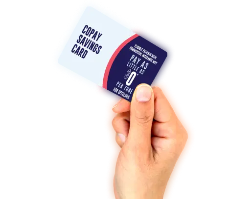 A person holding a coupon or copay card