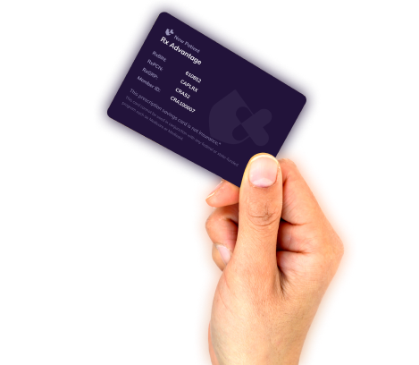 A person holding a RX Savings Card
