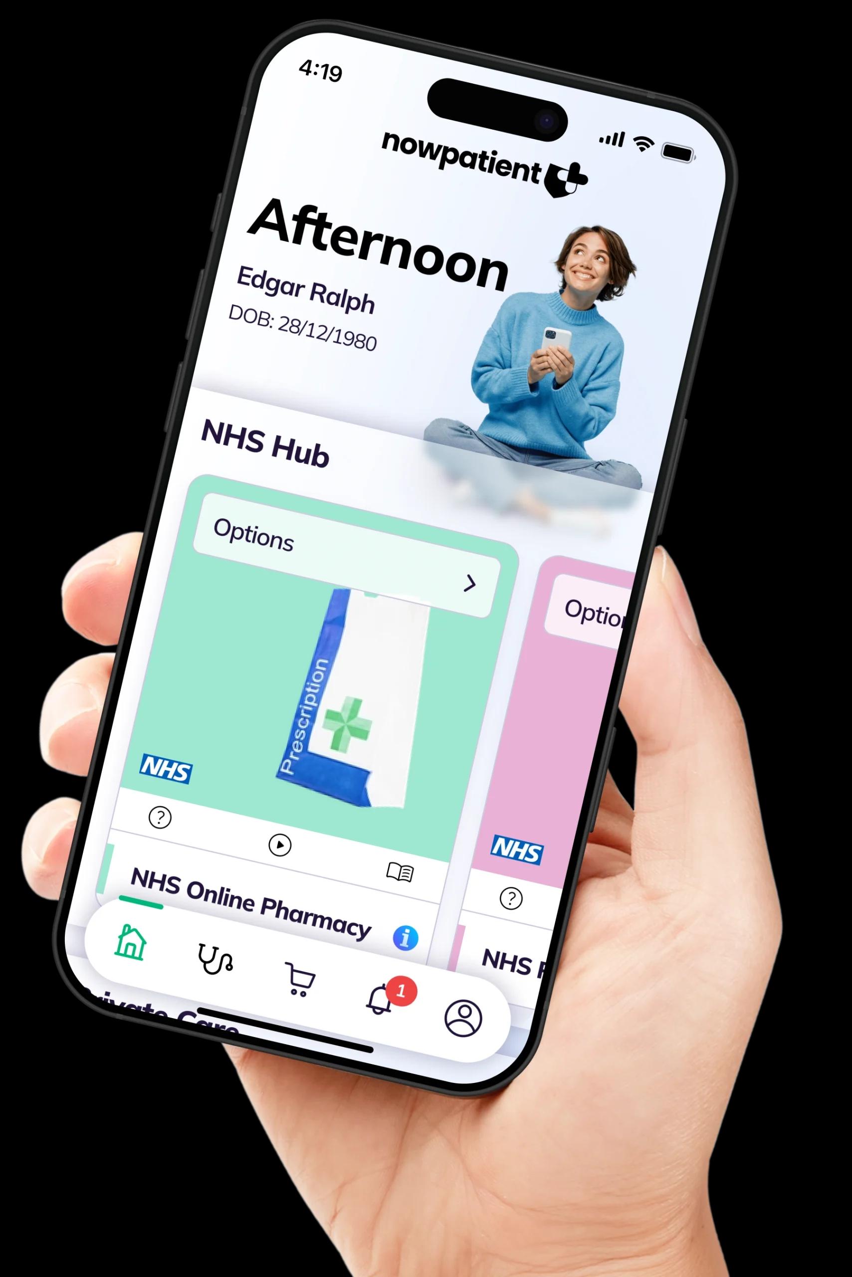 NowPatient's mobile home page