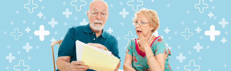 Two people looking at some savings