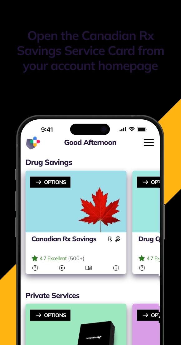 NowPatient's Canadian Rx Savings Step 1