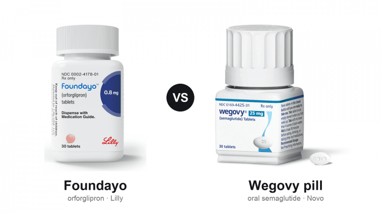 Image showing the comparison of foundayo and wegovy pills